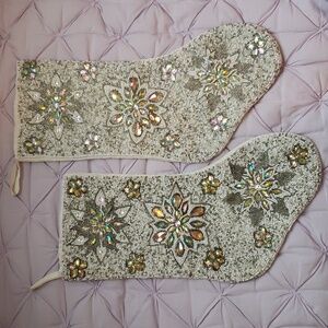 Beaded Crystal Satin Snowflake Stockings